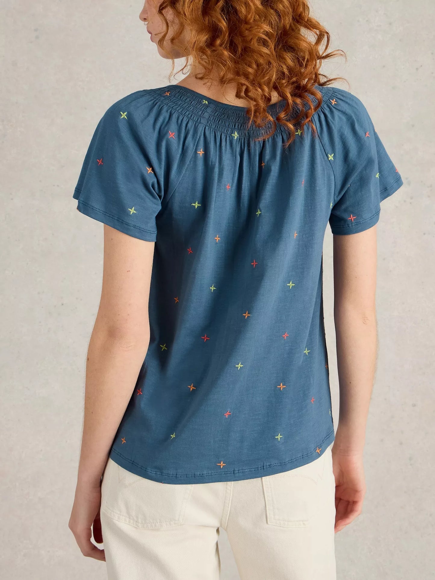 White Stuff Luella Embroidered Top Navy
