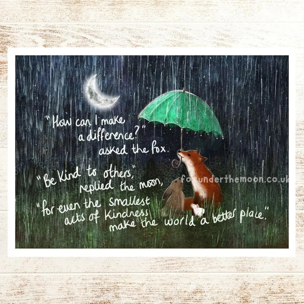 Fox Under The Moon “Kindness” Art Print