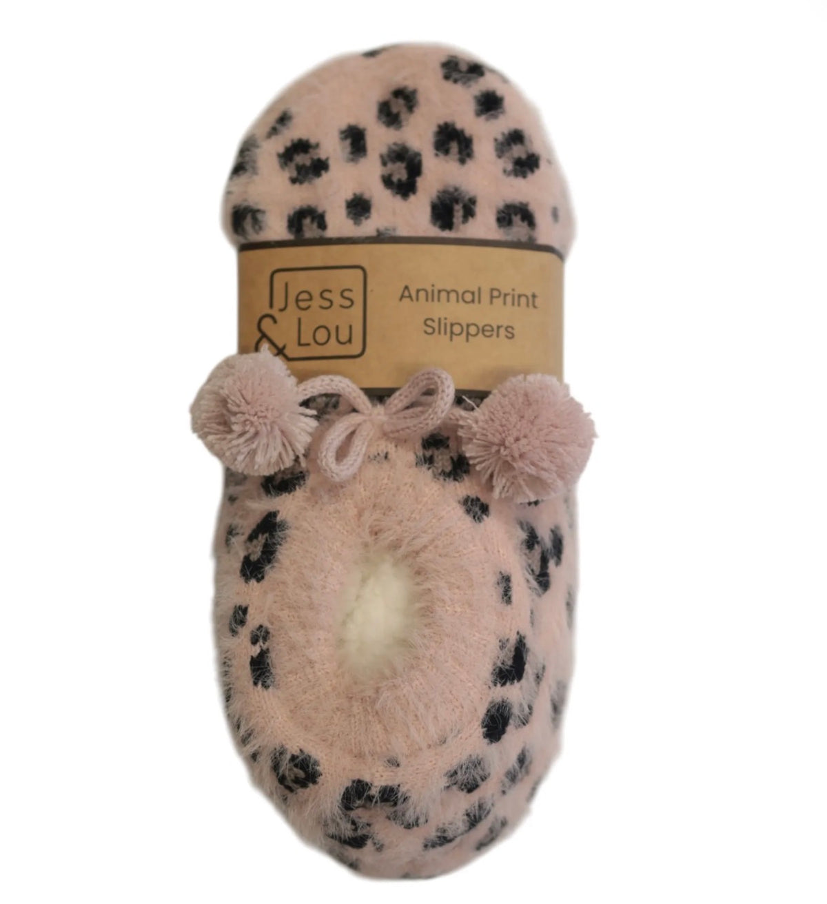 Jess & Lou Pink Animal Print Cosy Slippers