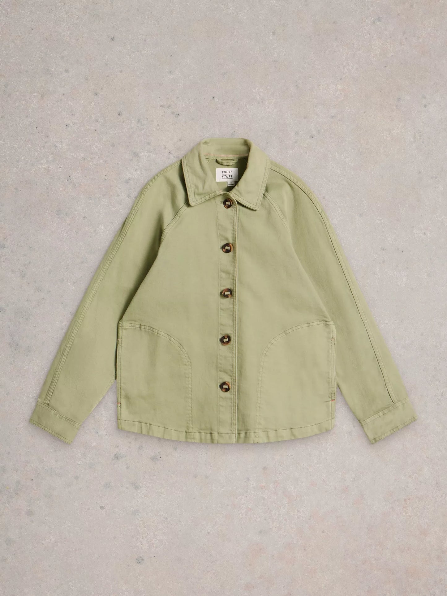 Eden Denim Collared Jacket in Light Green