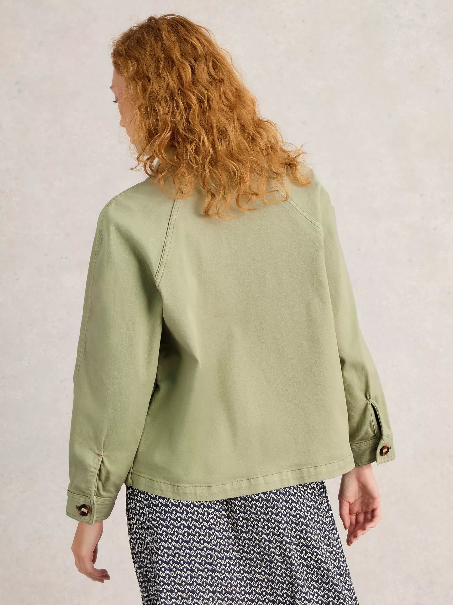 Eden Denim Collared Jacket in Light Green