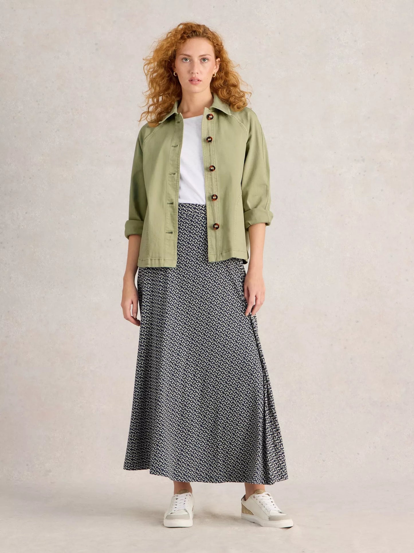 Eden Denim Collared Jacket in Light Green