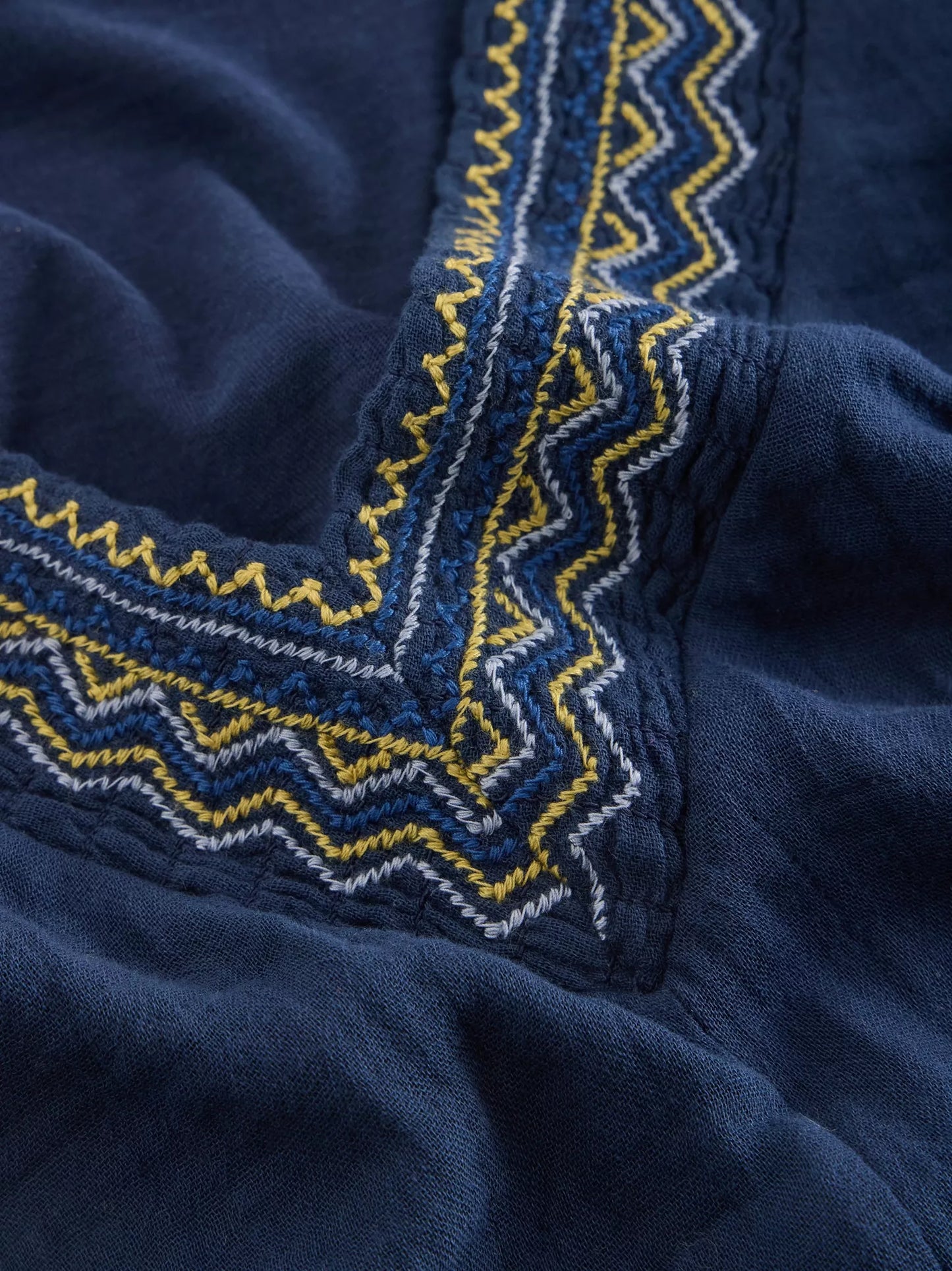 Lucie Embroidered Top in Navy