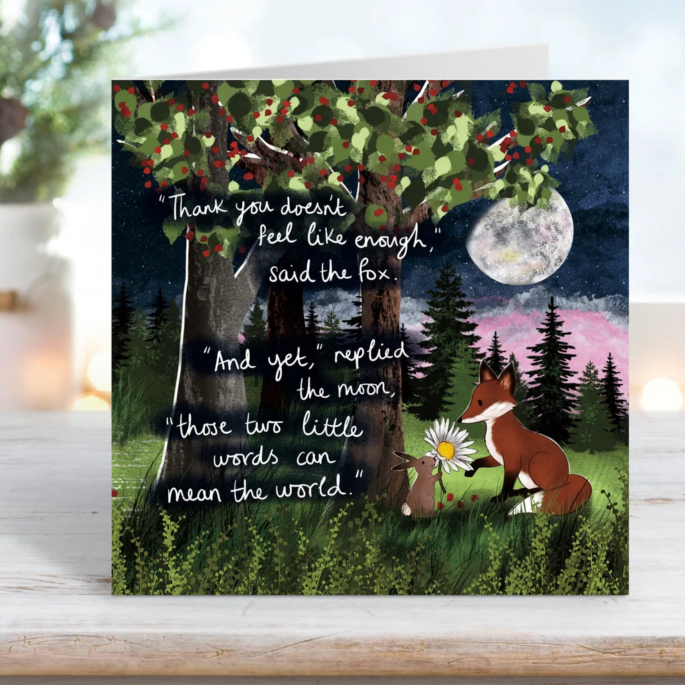 Fox Under The Moon Card “Thank You”