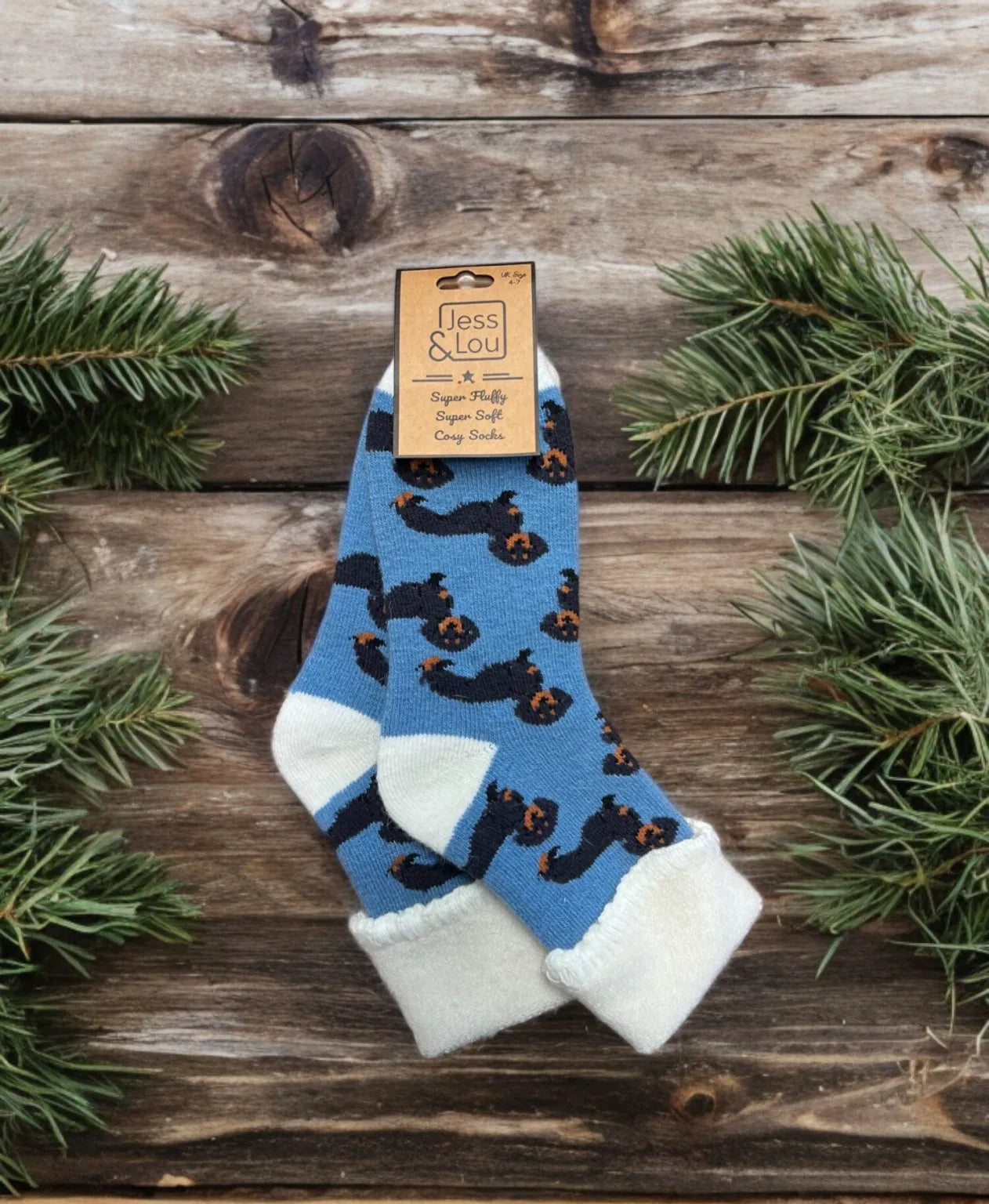 Jess & Lou Delightful Dachshunds Cornflower Cosy Socks