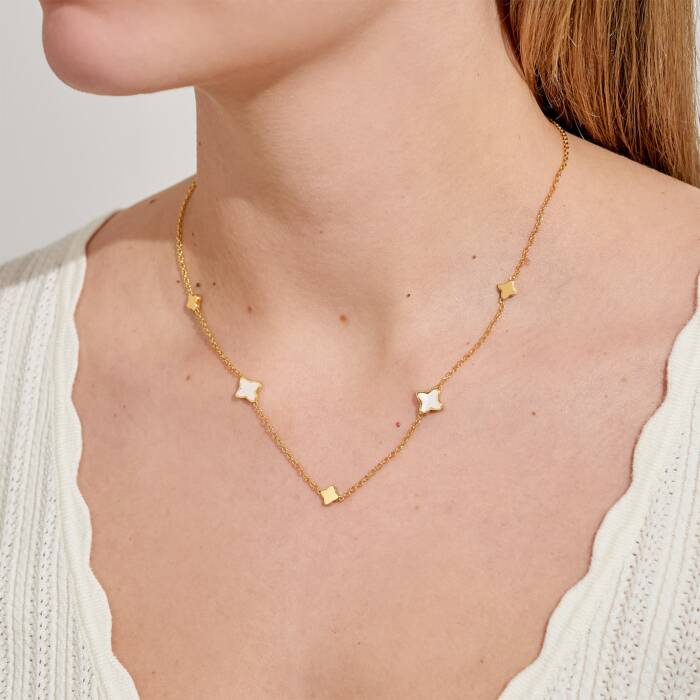 Joma Jewellery Style Stories Mother Of Pearl Clover Necklace