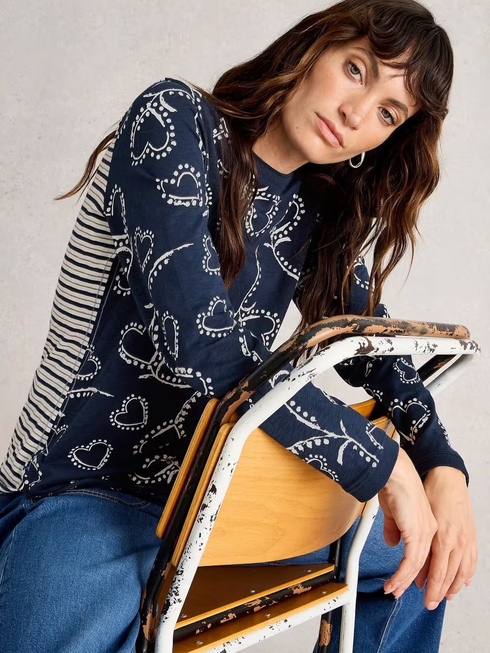White Stuff Clara Crew Neck Long Sleeve Tee