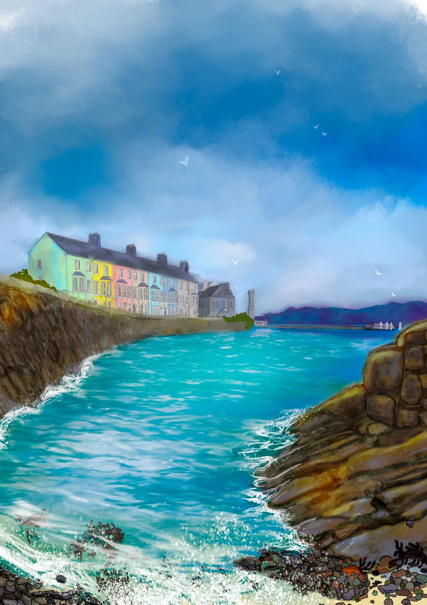 Puffin Prints “Beaumaris” Mounted A4 Print