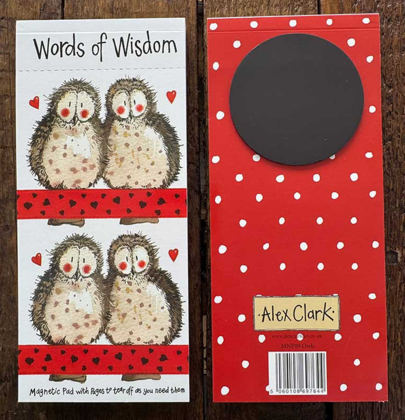 Alex Clark Owls Words of Wisdom Magnetic To Do List