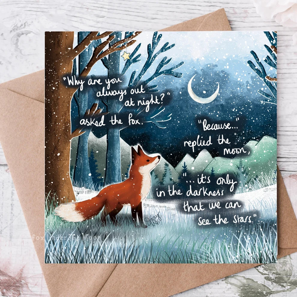 Fox Under The Moon Card “Out At Night”