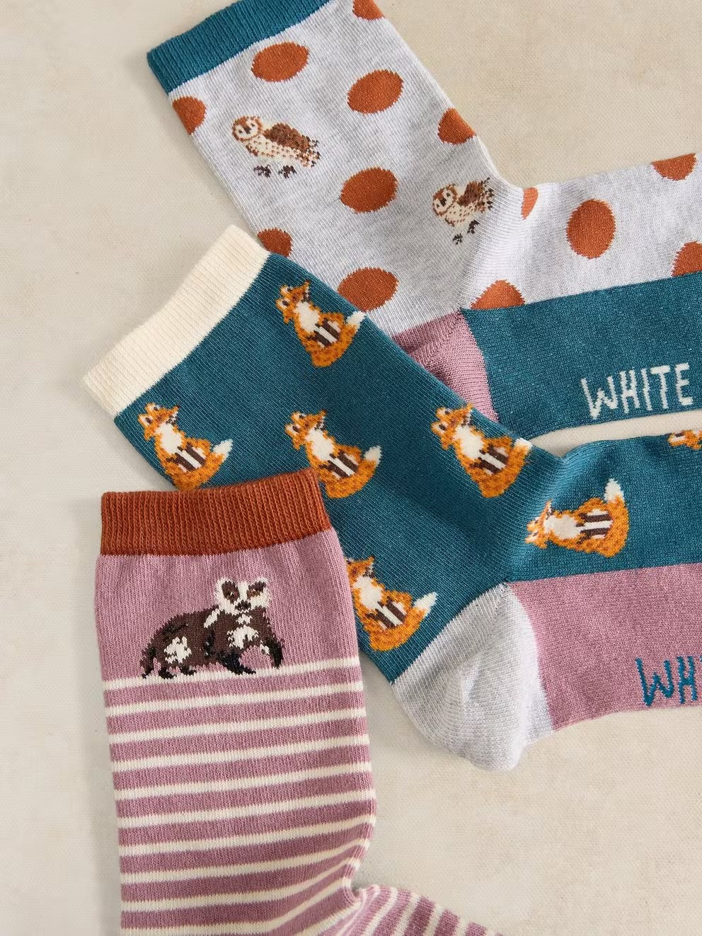 White Stuff 3 Pack Woodland Animal Socks