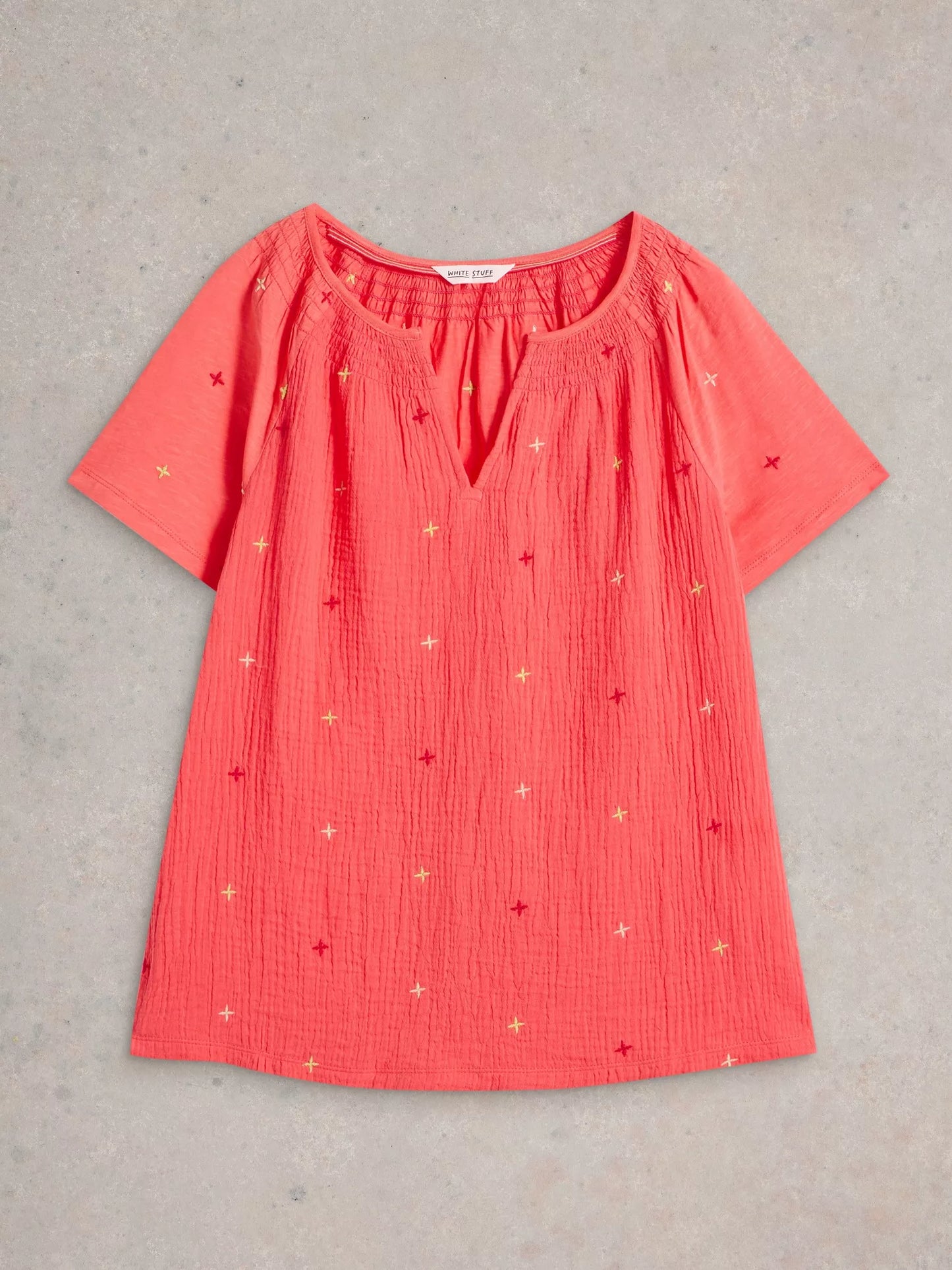 White Stuff Luella Embroidered Top Coral