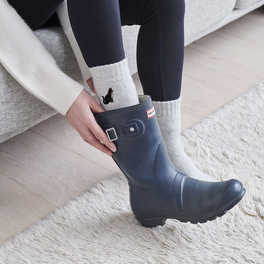 Sweet William Black and White Cat Wool Socks