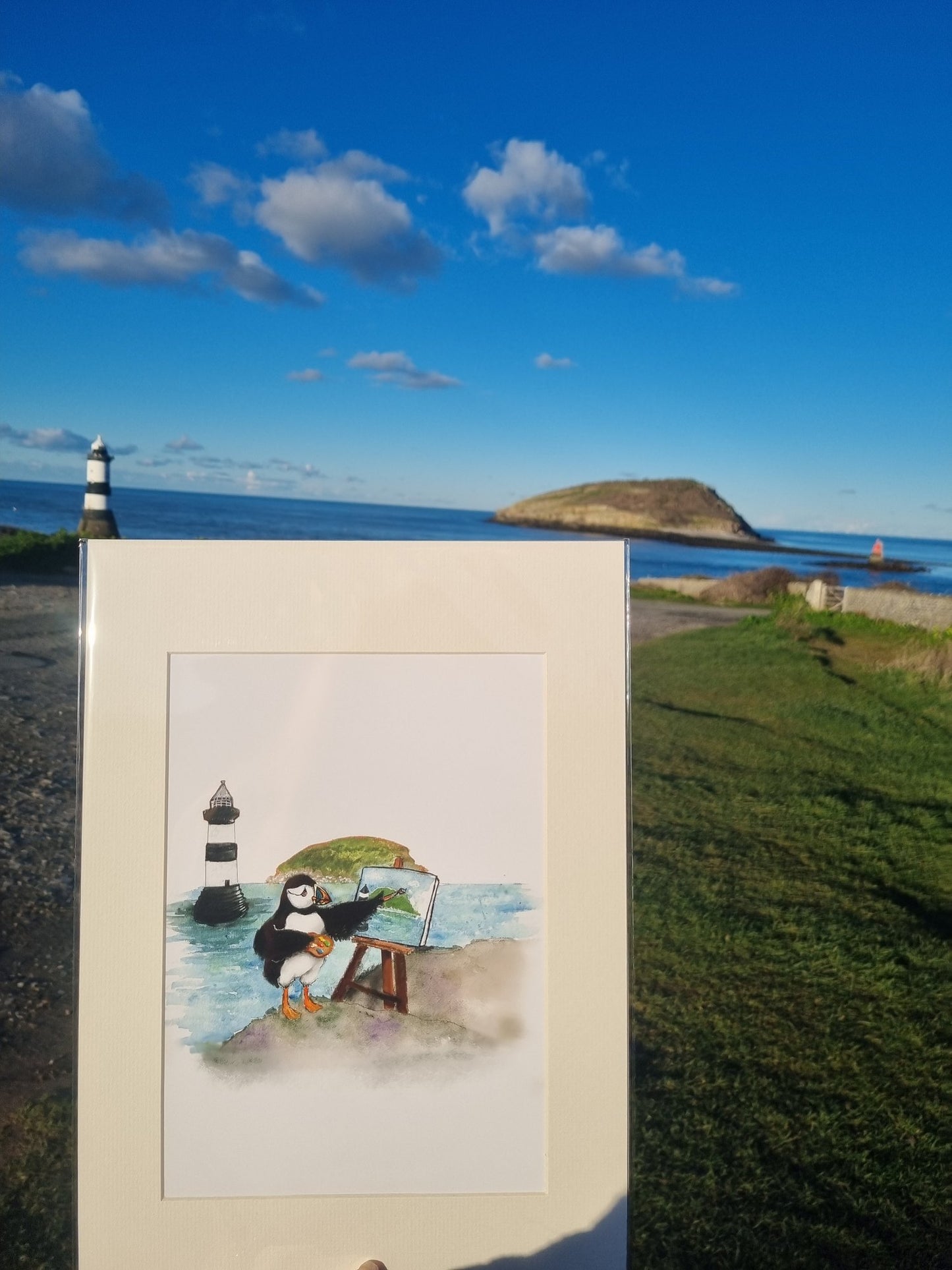Puffin Prints “Paintin’ Puffin” Mounted A4 Print