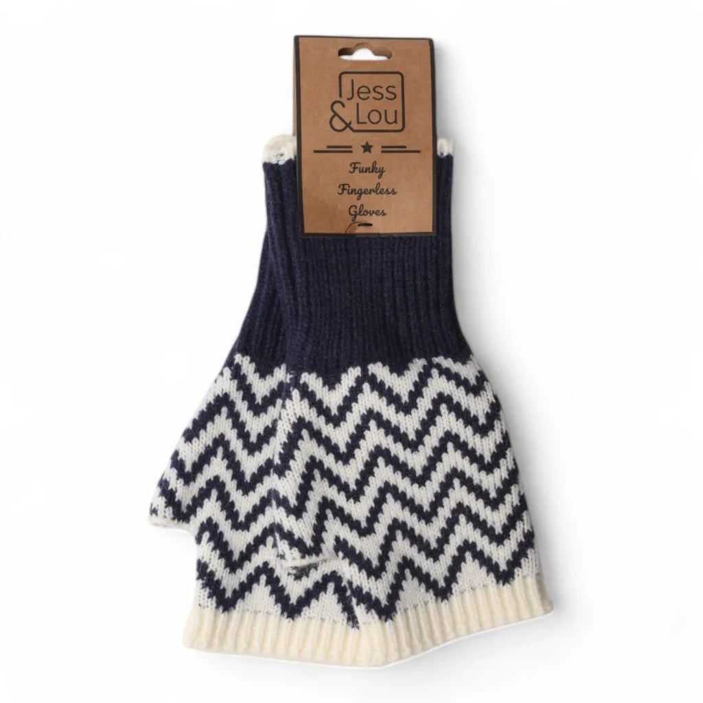 Jess & Lou Fingerless Herringbone Gloves