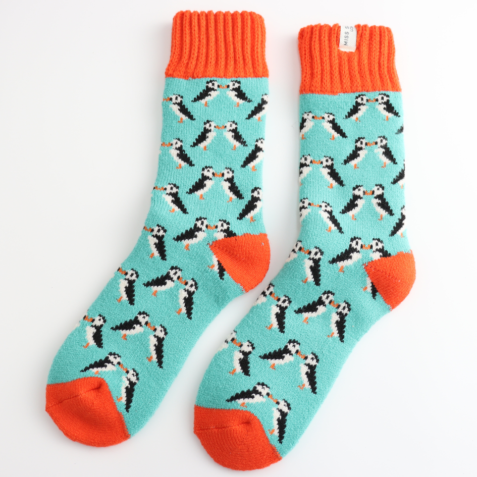 Miss Sparrow Winter Kissing Puffins Duck Egg