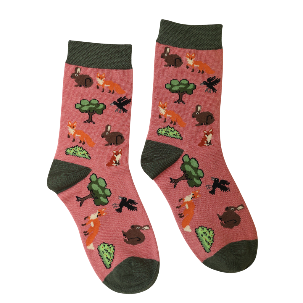 Jess & Lou Pink Wonderful Woodland Bamboo Socks