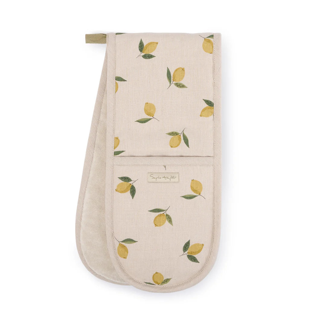Sophie Allport Lemon Linen Double Oven Gloves
