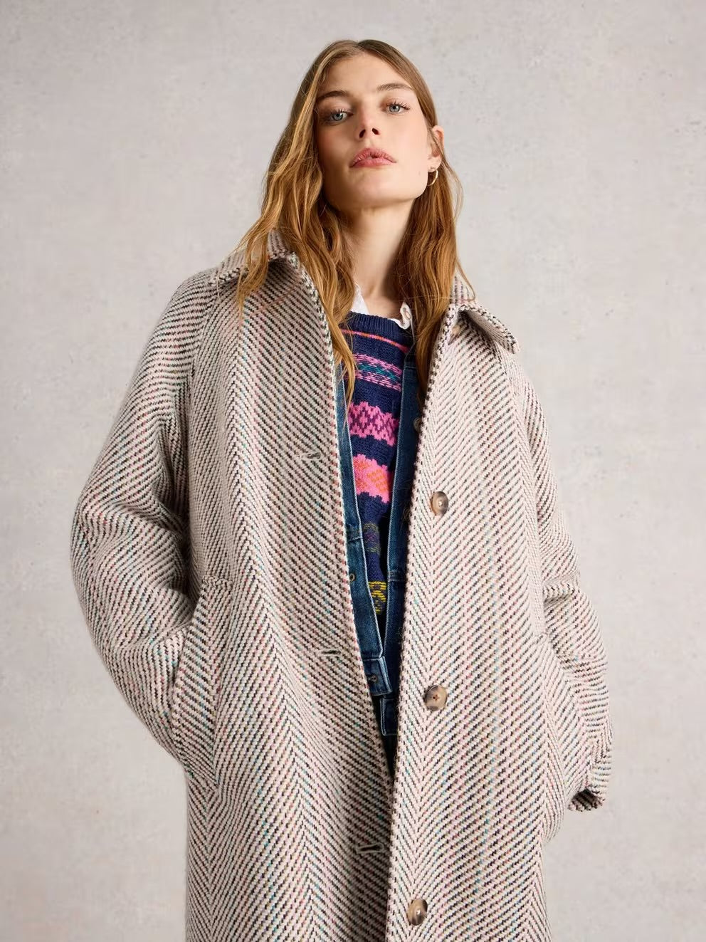 White Stuff Kelsey Texture Wool Blend Coat