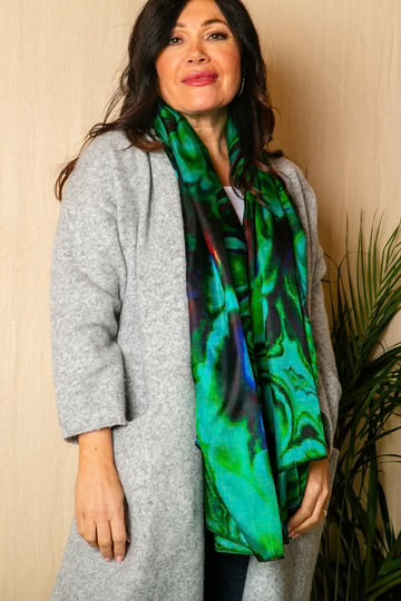Silk Scarf Abstract Green