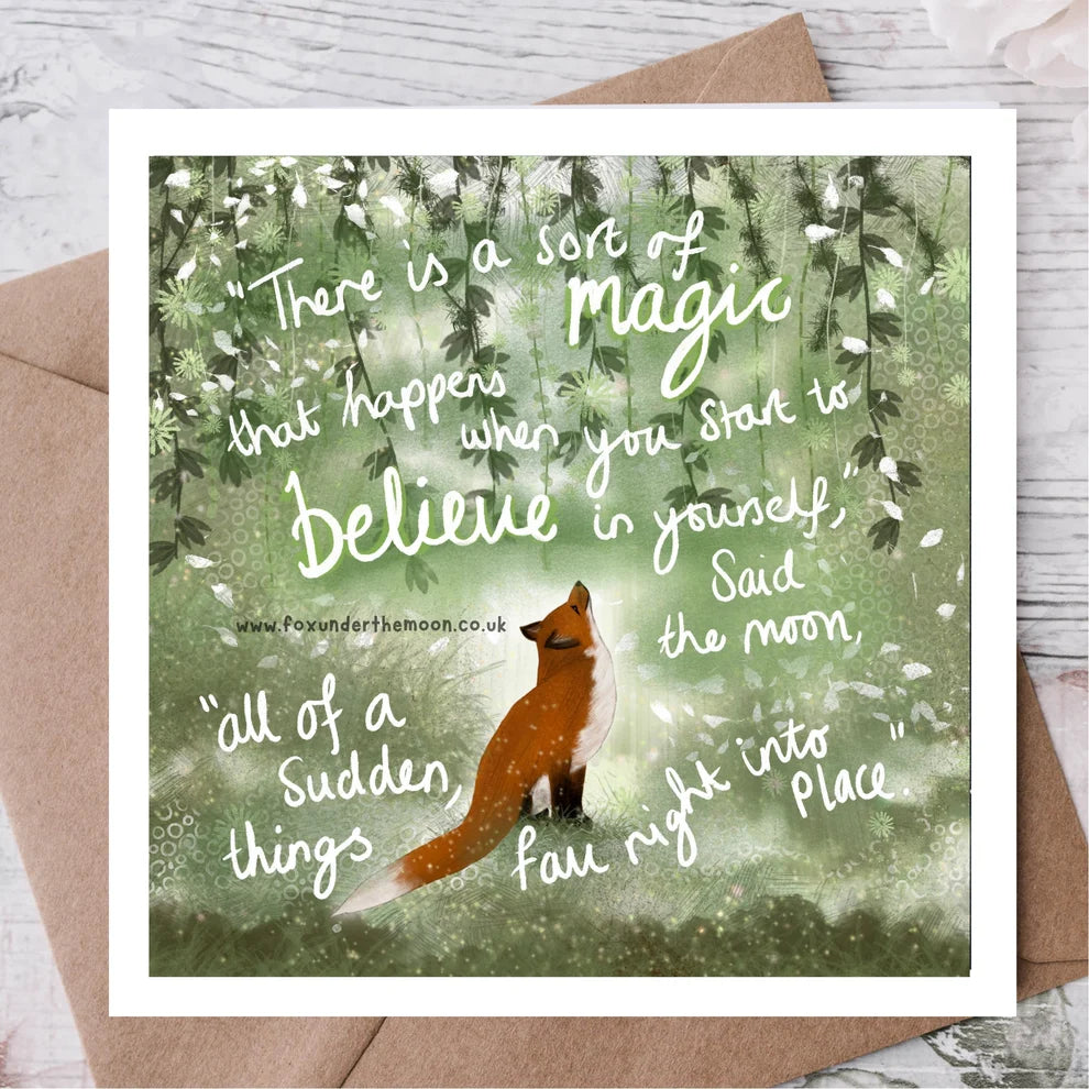 Fox Under The Moon Card “Believe”