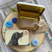 Alex Clark Labrador and Flowers Small Rectangle Tin