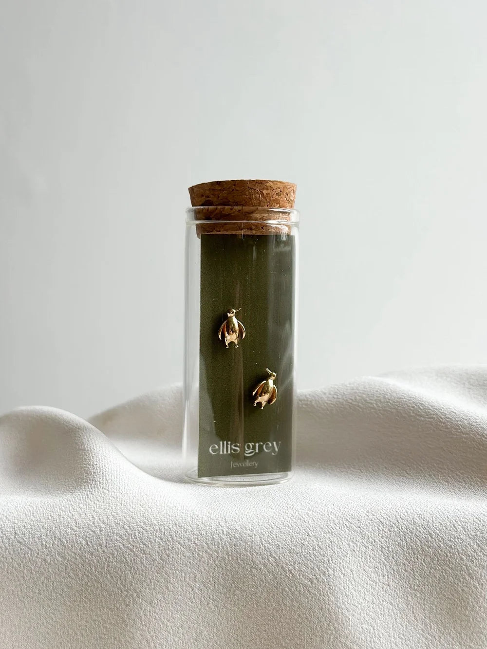 Ellis Grey Glass Vial Penguin Stud Earrings