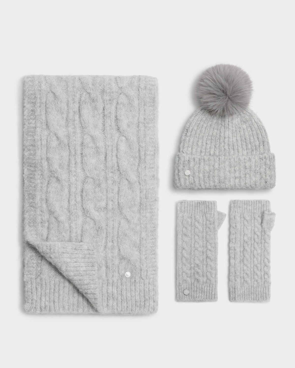 Katie Loxton Cable Knit Scarf in Light Grey