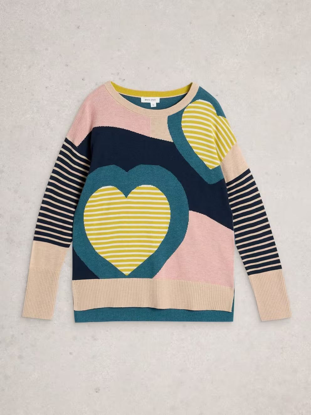 White Stuff Olive Heart Crew Neck Jumper