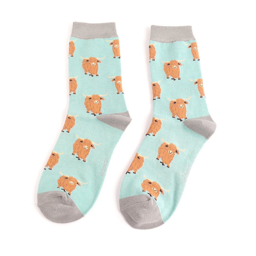 Miss Sparrow Highland Herds Duck Egg Socks