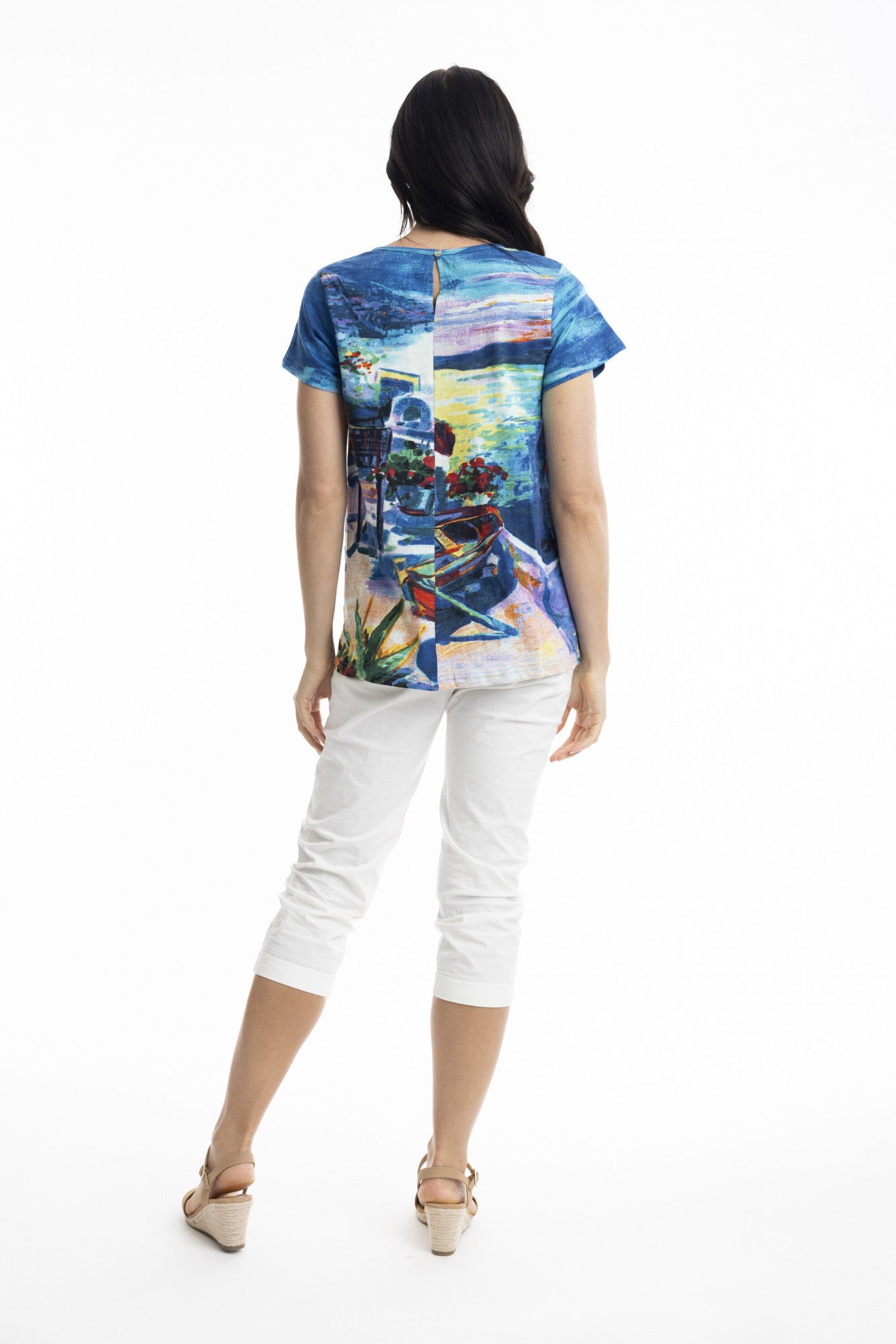 Orientique Contemporary Cotton V Neck Santorini T Shirt