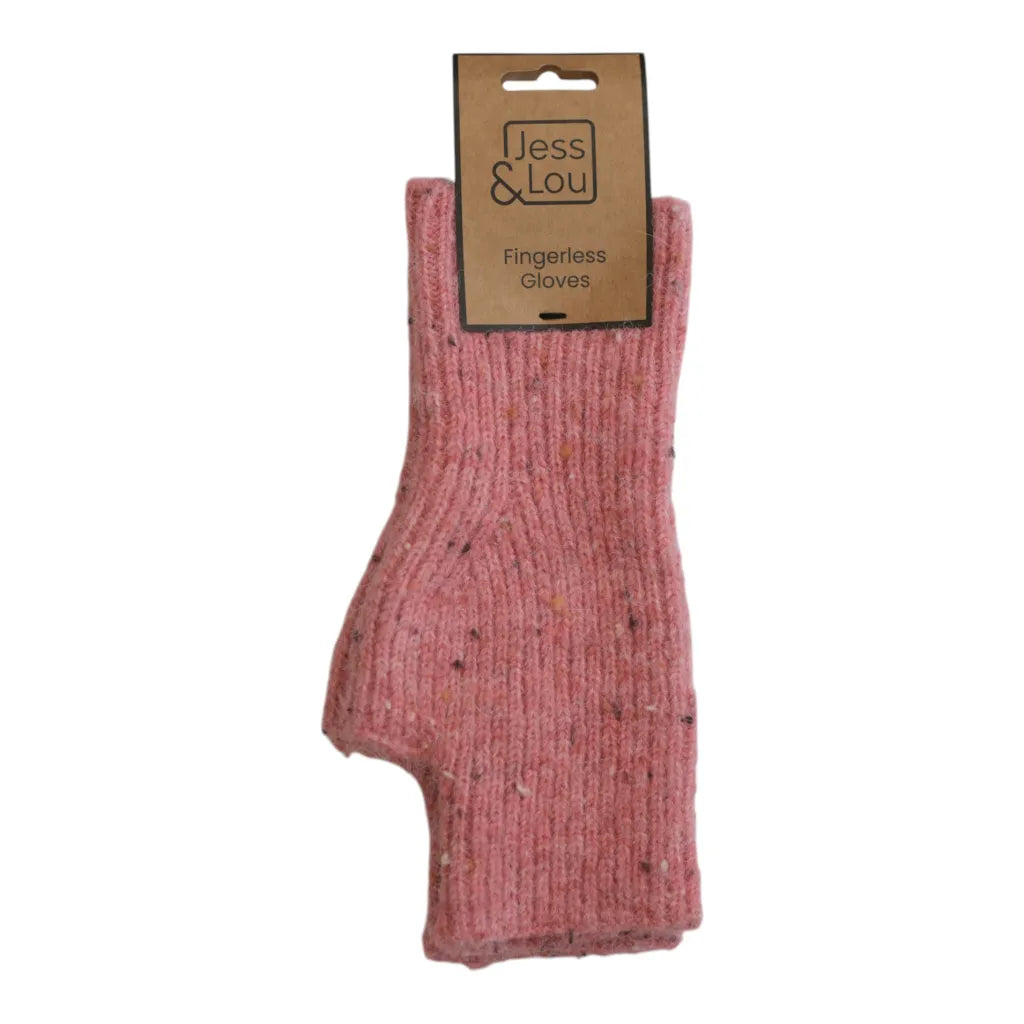 Jess & Lou Pink Speckle Fingerless Gloves