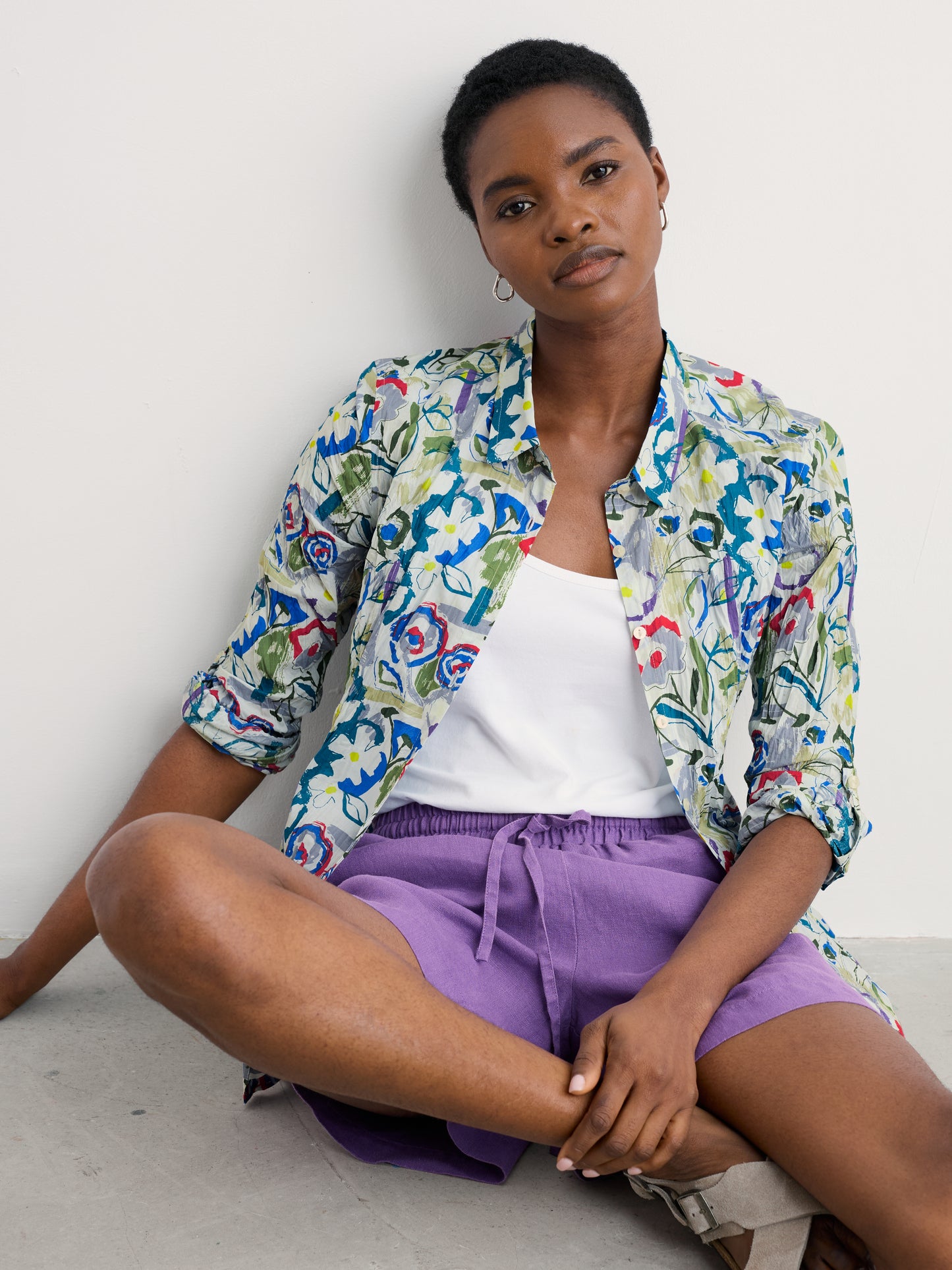 Seasalt Larissa Studio Floral Chalk Shirt