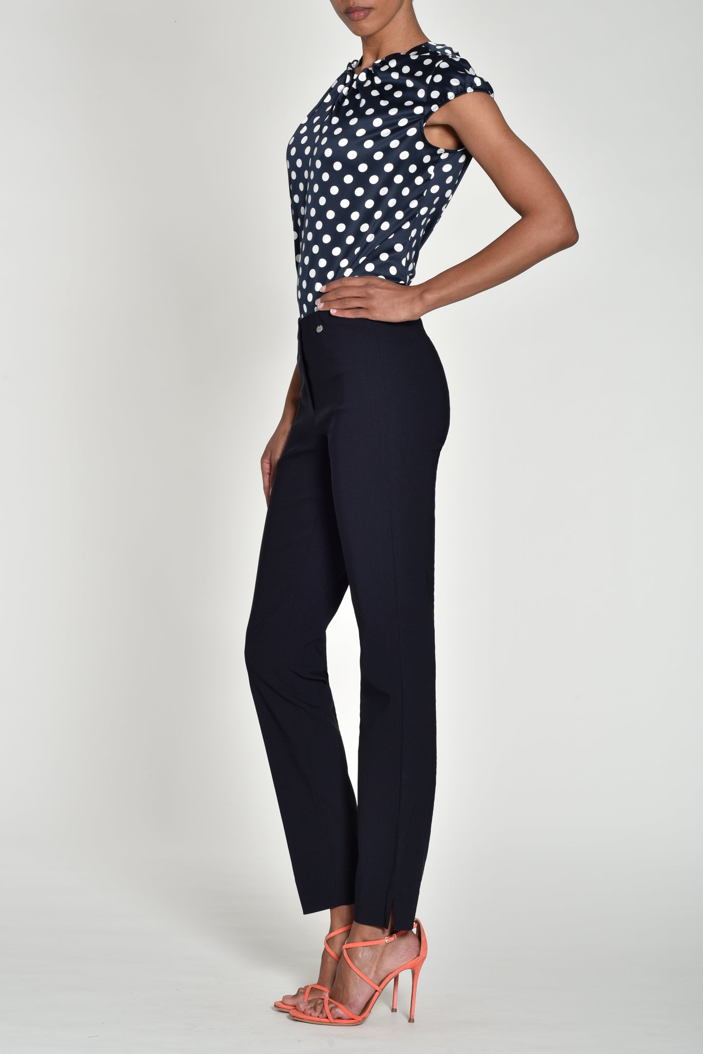 Robell Marie Navy Trousers 51412 Regular Length
