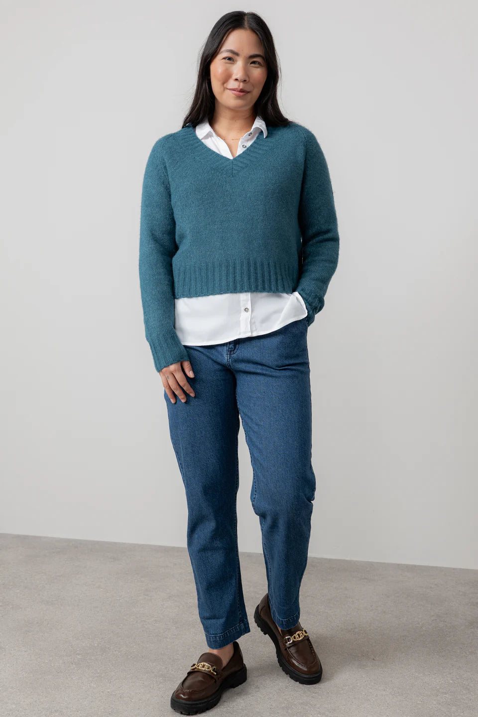Lily & Me Woodchester V-Neck Boxy Knit Jumper