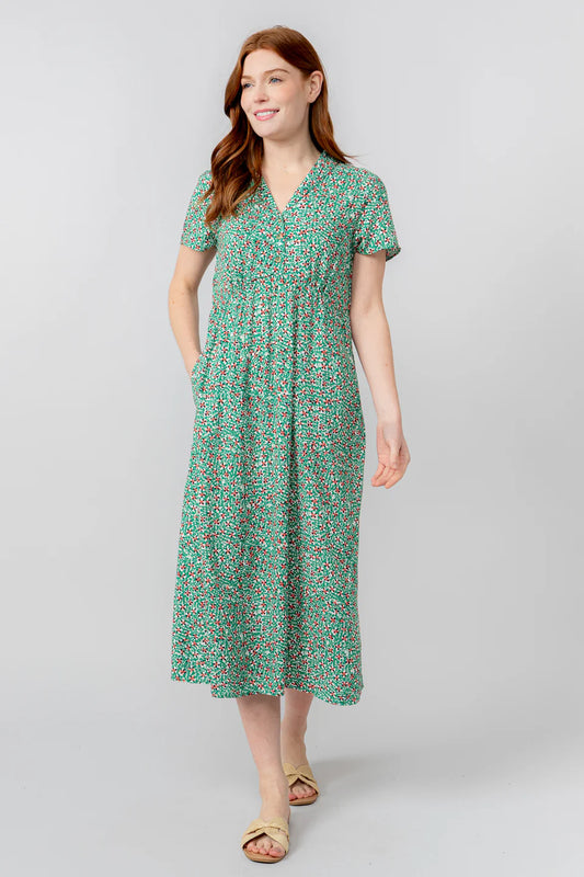 Lily & Me Orla Green Ditsy Print Midi Dress