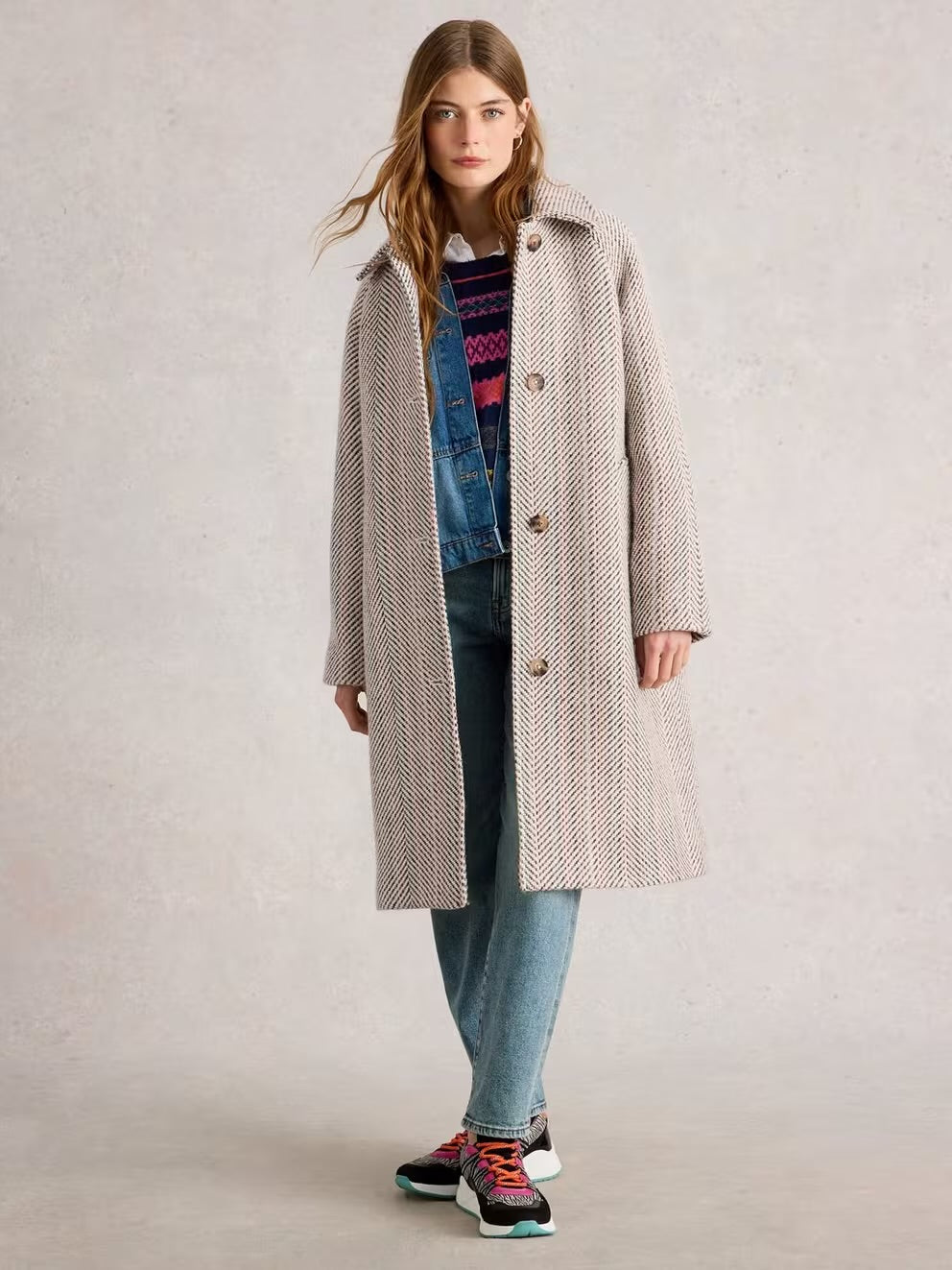 White Stuff Kelsey Texture Wool Blend Coat