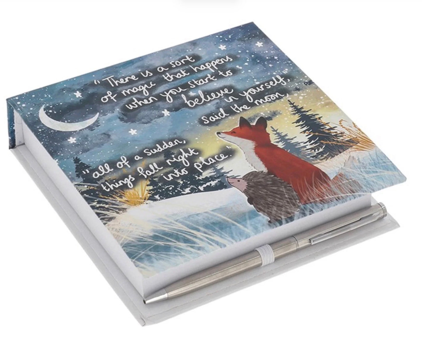 Fox Under The Moon Memo Block Believe