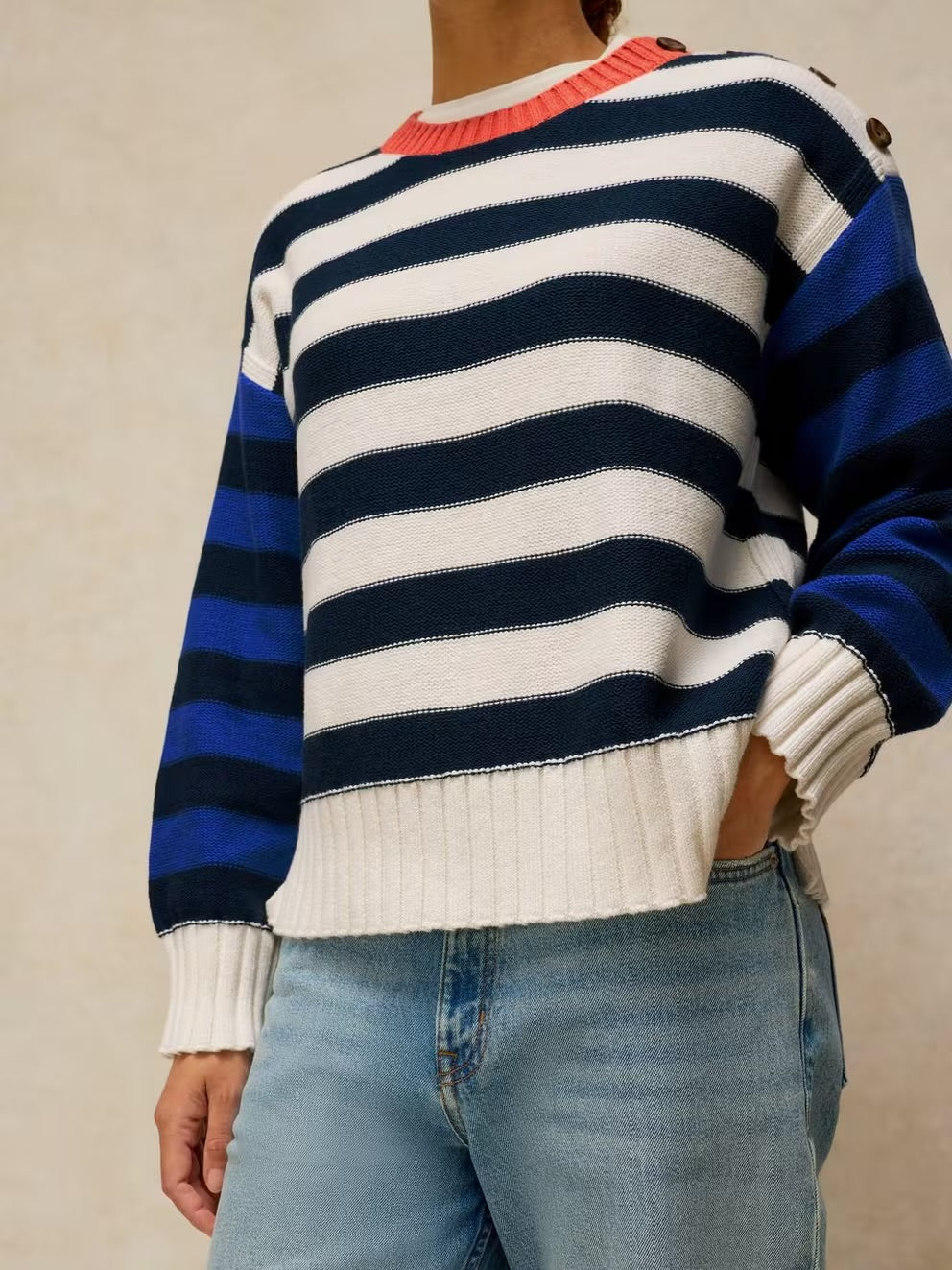 White Stuff Bea Button Cotton Jumper