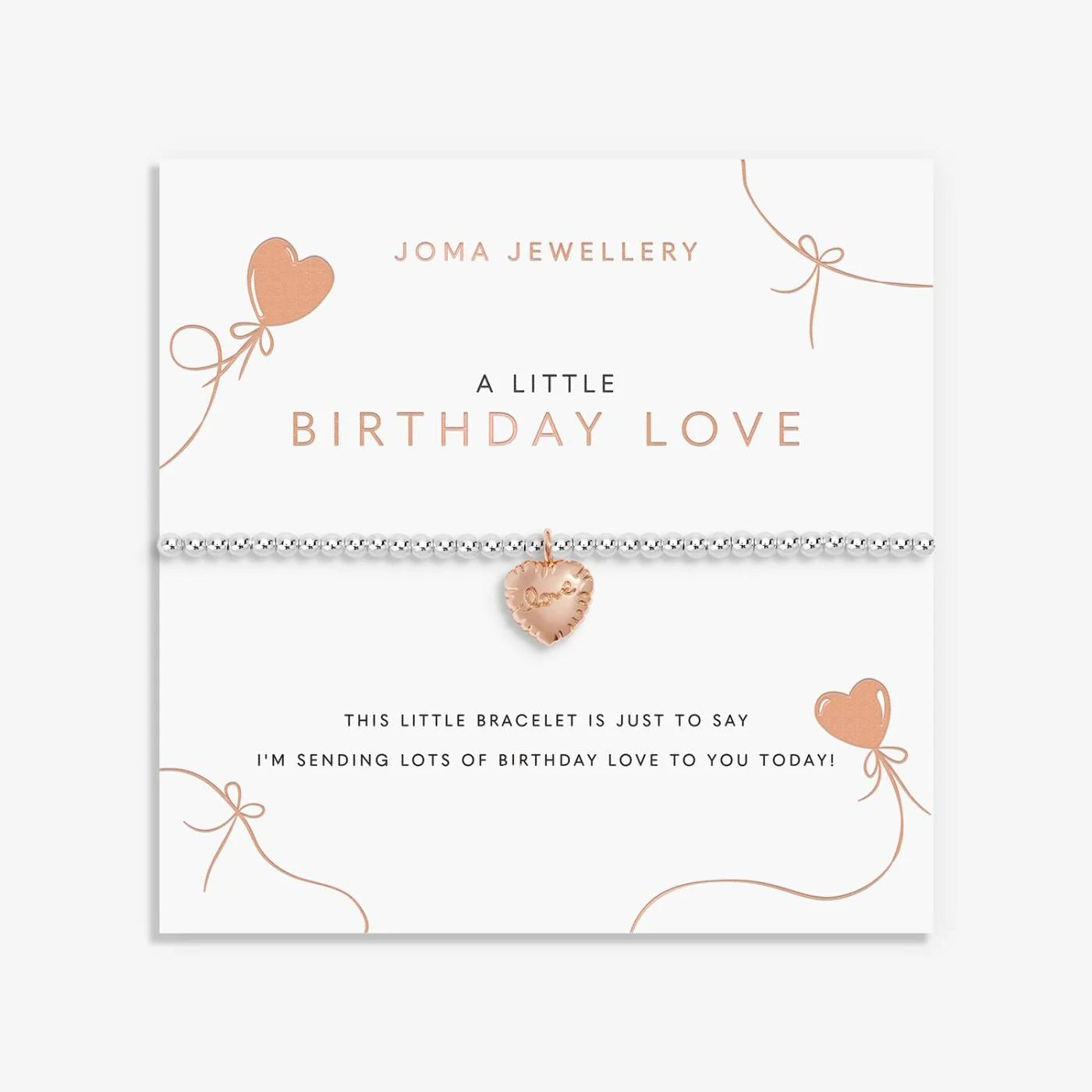 Joma Jewellery A Little 'Birthday Love' Bracelet In Silver and Rose Gold Plating