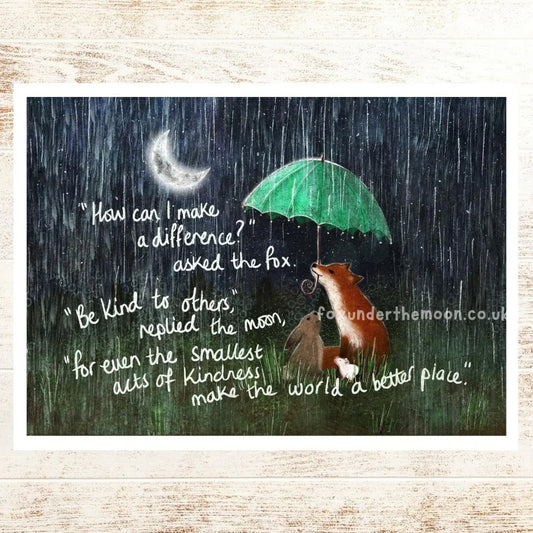 Fox Under The Moon “Kindness” Art Print