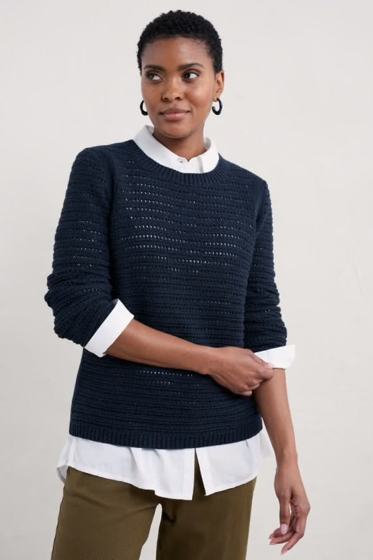 Seasalt Gull Rock Pointelle Knit Jumper Maritime