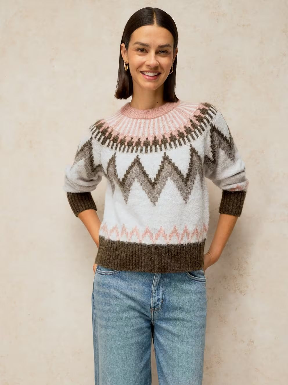 White Stuff Blurred Fairisle Jumper