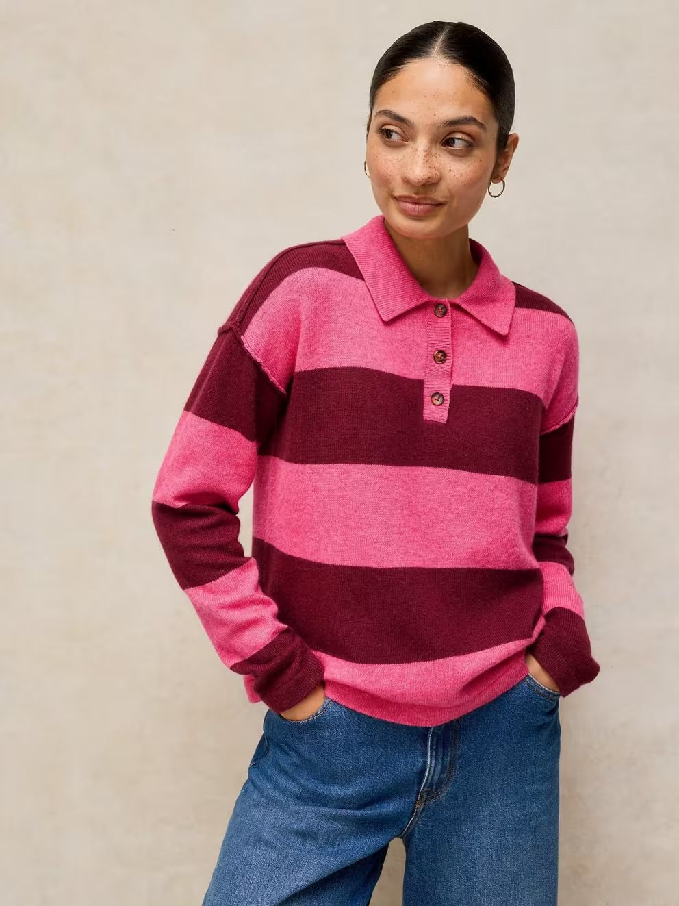 White Stuff Camilla Stripe Collar Jumper