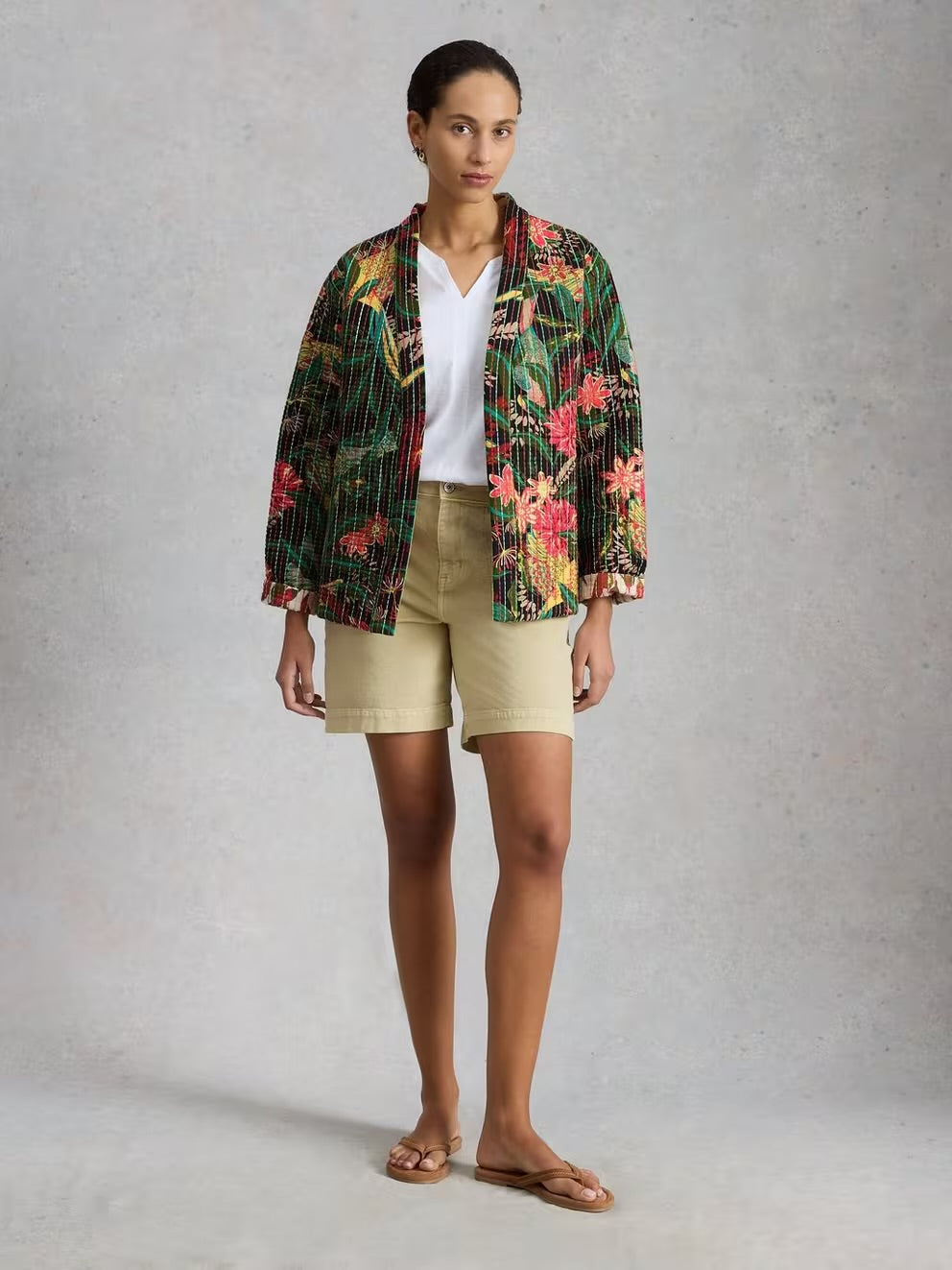 White Stuff Printed Quilted Jacket