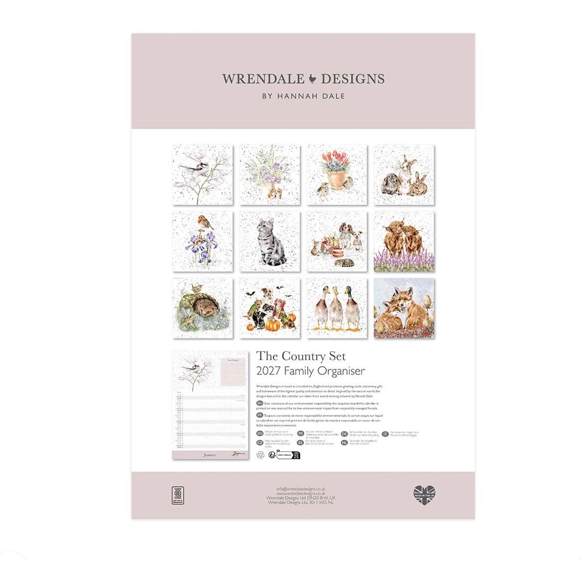 Wrendale The Country Set 2027 Family Calendar