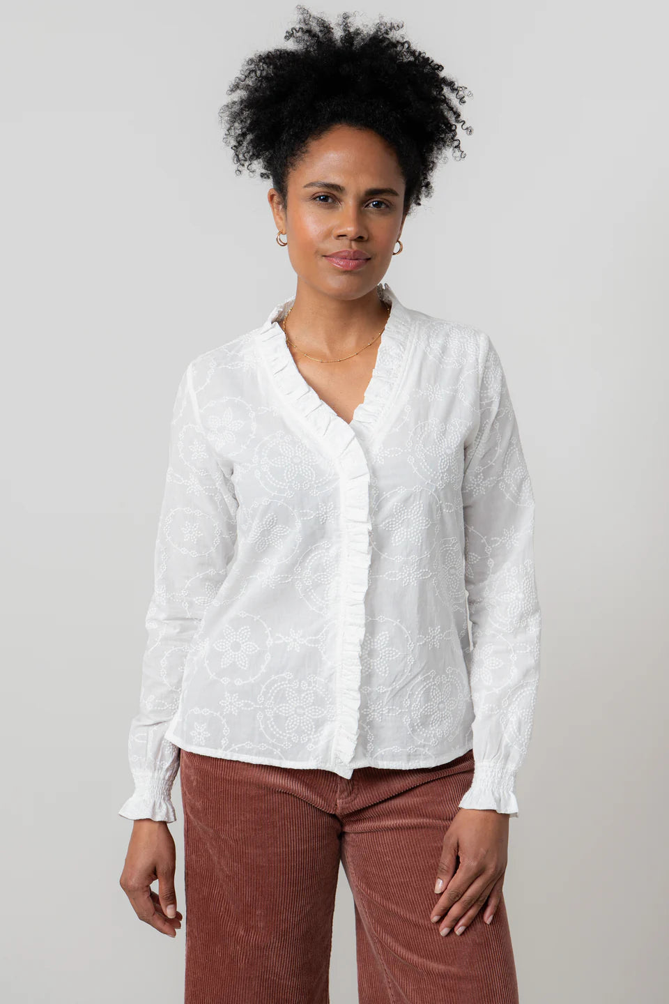 Lily & Me Kit Ruffle Blouse Embroidered
