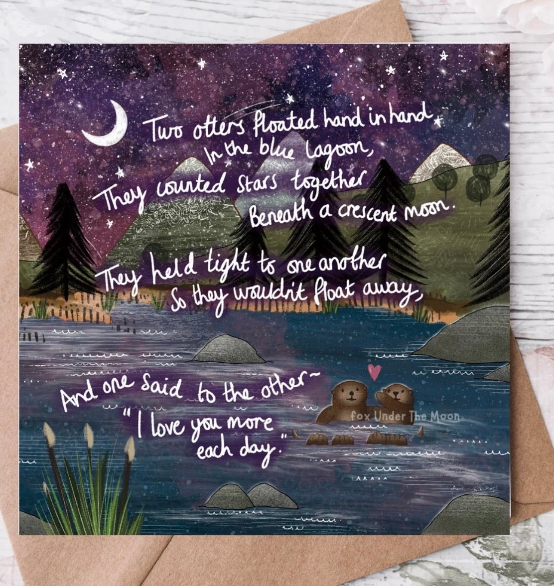 Fox Under The Moon Card “Hand in Hand”