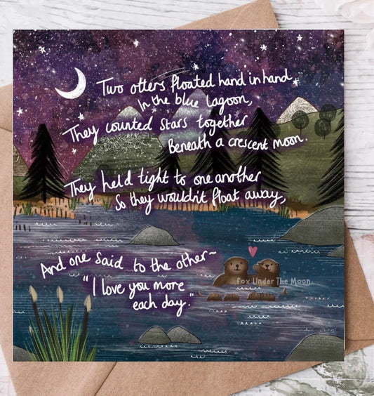 Fox Under The Moon Card “Hand in Hand”
