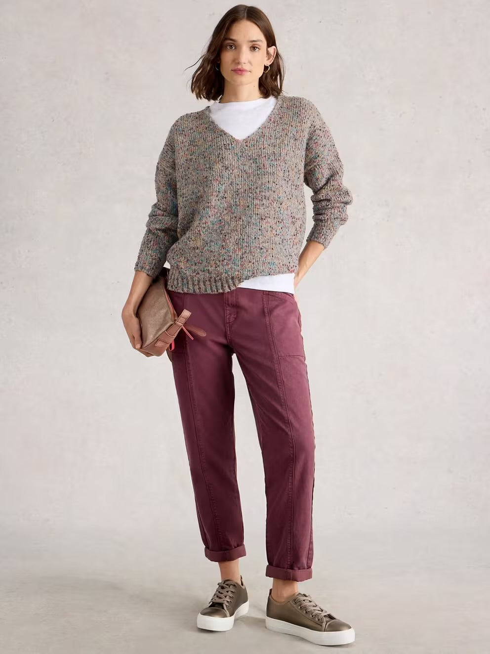 White Stuff Textured V neck Jumper